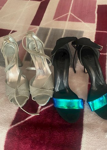 Çok Renkli Parlak Topuklu Kadın Abiye Ayakkabı - Görsel 2