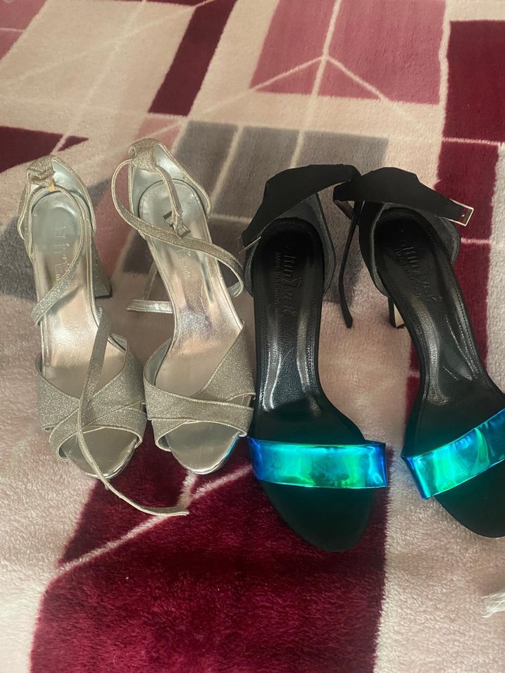 Çok Renkli Parlak Topuklu Kadın Abiye Ayakkabı - Görsel 2