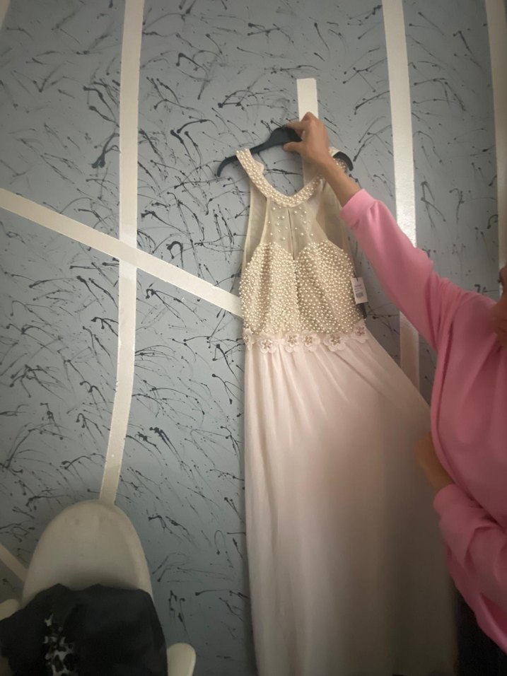 İnci Detaylı Bohem Uzun Beyaz Abiye - Görsel 2