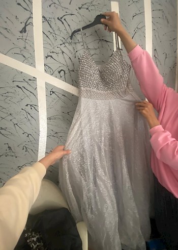 İşlemeli Boncuklu Bohem Uzun Abiye Elbise - Görsel 2