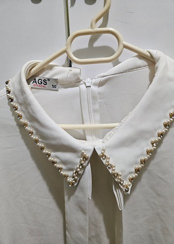 İnci Detaylı Beyaz Pamuklu Gömlek - Görsel 2