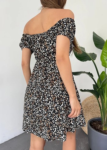 Kadın Leopar Desenli Mini Elbise - Görsel 4