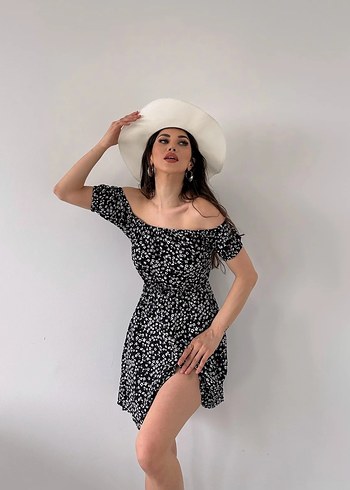 Madonna Yaka Çiçek Desenli Elbise - Görsel 4