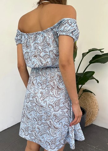 Madonna Yaka Çiçek Desenli Elbise - Görsel 3