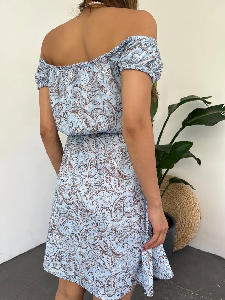 Madonna Yaka Çiçek Desenli Elbise - Görsel 3