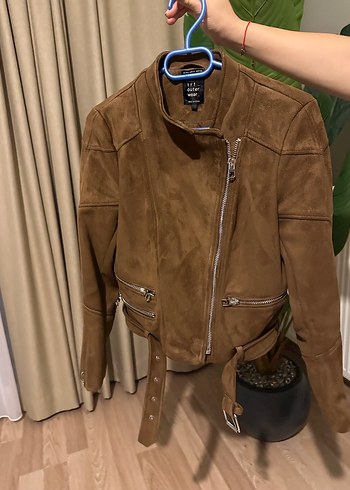 Zara Kahverengi Süet Kemerli Kadın Deri Ceket - Görsel 5