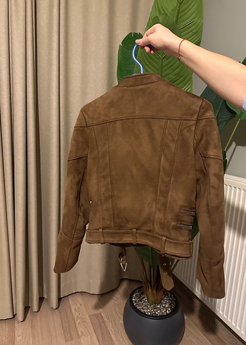 Zara Kahverengi Süet Kemerli Kadın Deri Ceket - Görsel 3