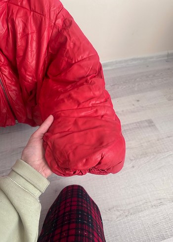 Kırmızı Fermuarlı Kadın Mont - Görsel 4