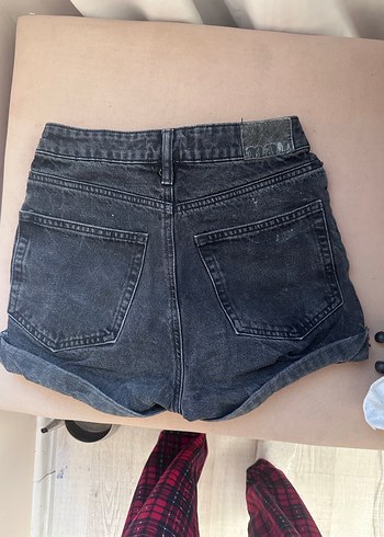 siyah Kadın Bol Kesim Mini Denim Şort - Görsel 2