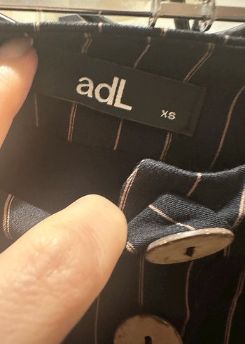 AdL Düğmeli Siyah Çizgili Uzun Kot Etek - Görsel 2