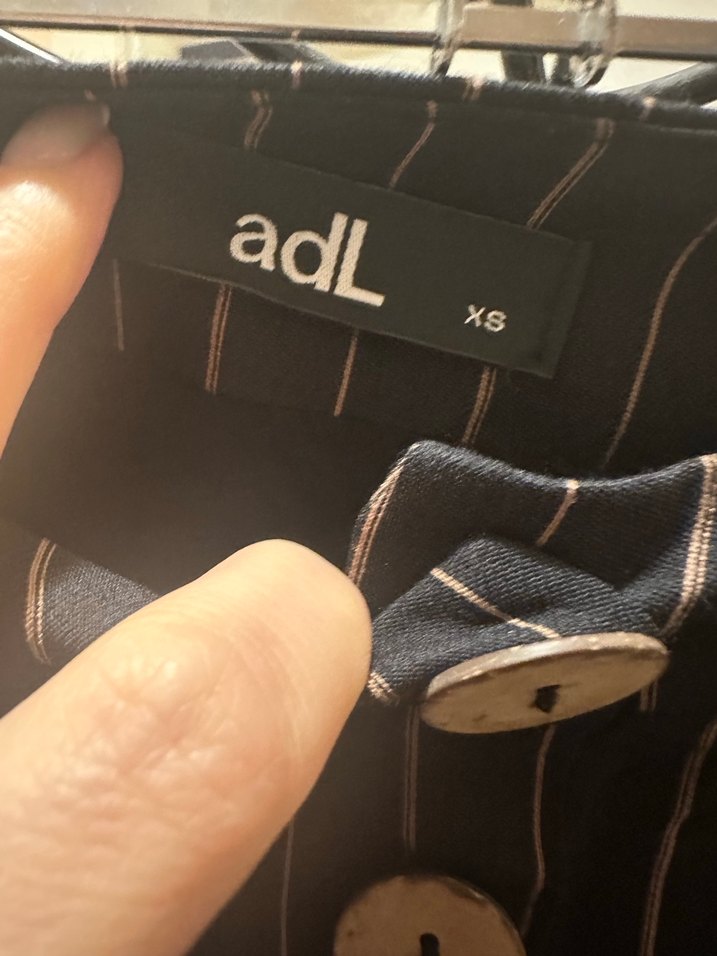 AdL Düğmeli Siyah Çizgili Uzun Kot Etek - Görsel 2