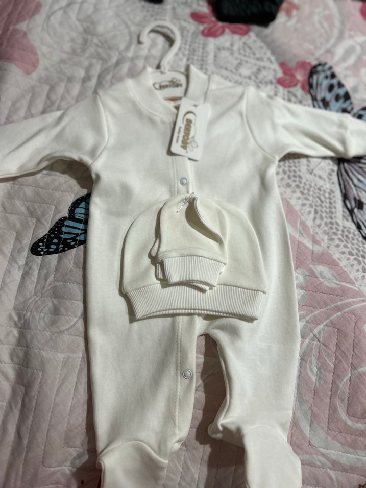 Beyaz Pamuklu Bebek Hastane Kıyafeti - Görsel 2
