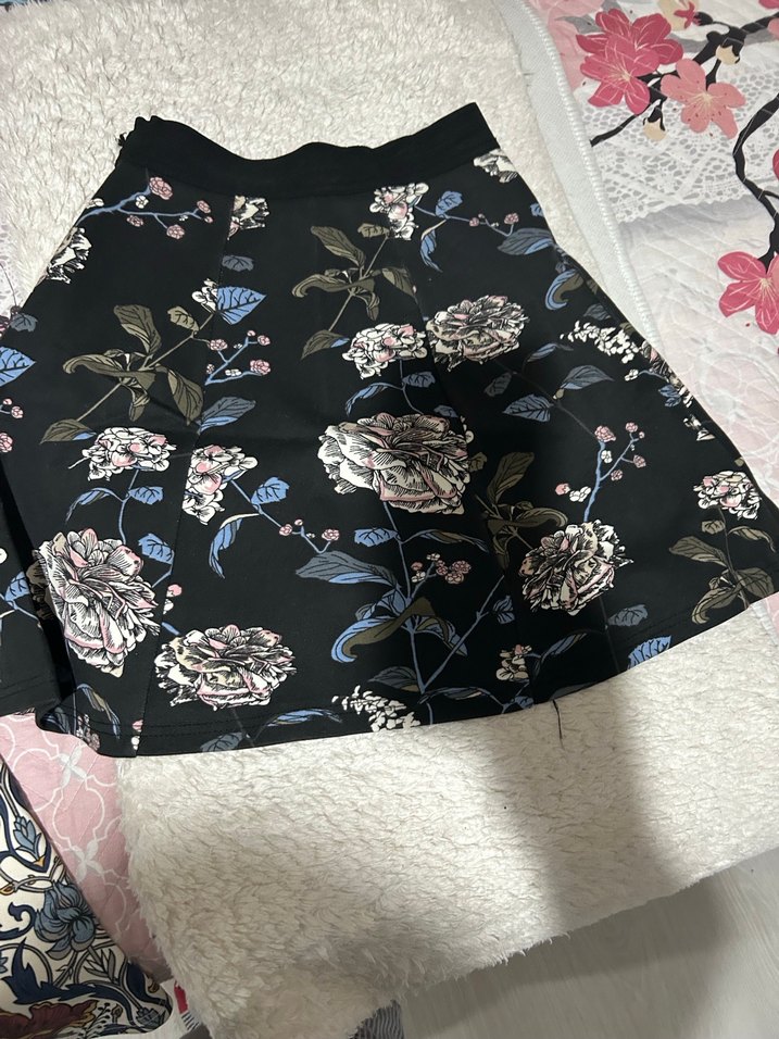 Çiçek Desenli Bohem Mini Etek - Görsel 2