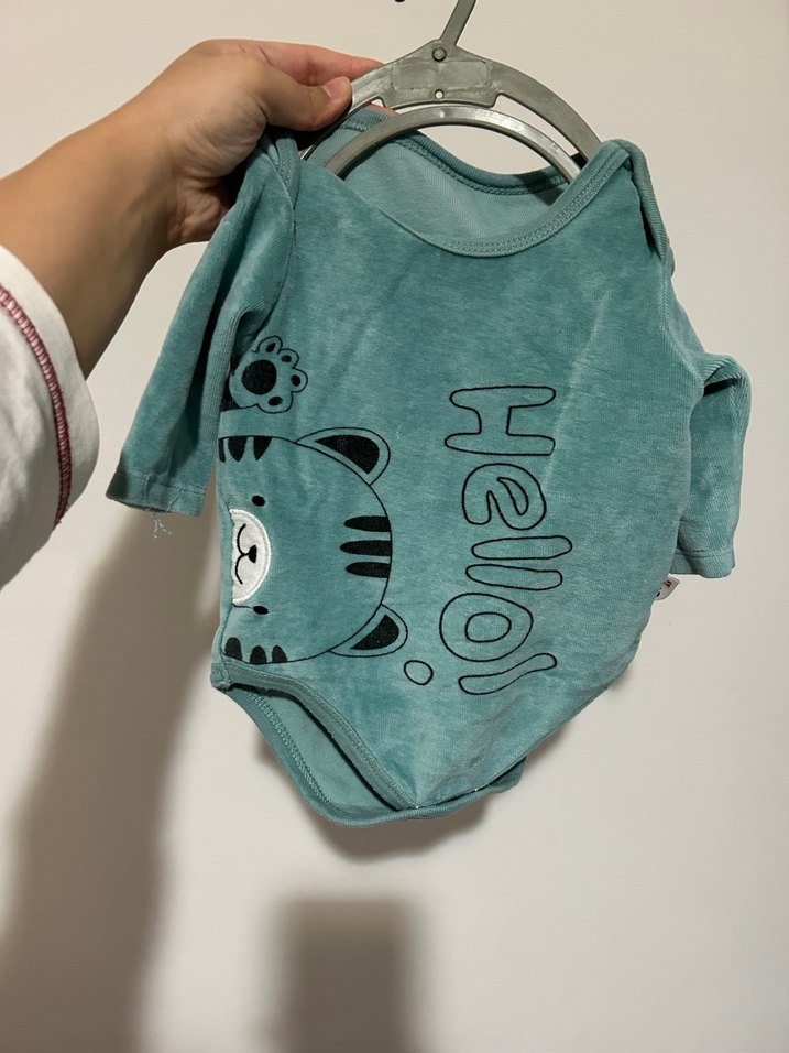 Uzun Kollu Örme Bebek Body - KahverengiTurkuaz - Görsel 3