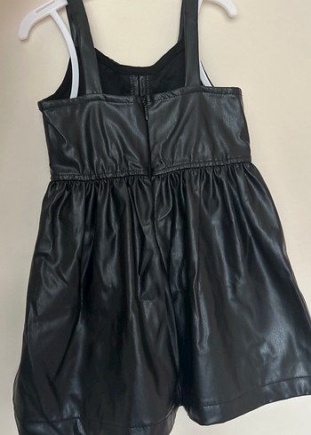 Kız Çocuk Siyah Deri Sleevless Elbise - Görsel 2