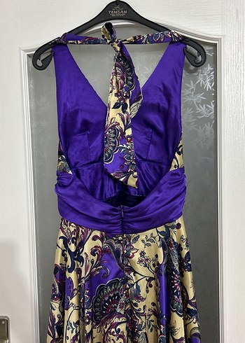 Bohem Uzun Mor Drapeli Askılı Elbise - Görsel 4