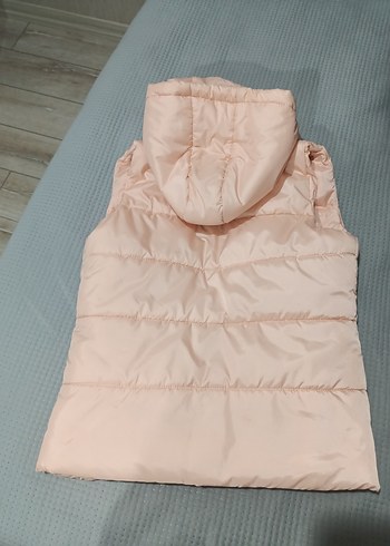 Kız Çocuk Kapüşonlu Düğmeli Pembe Yelek - Görsel 6