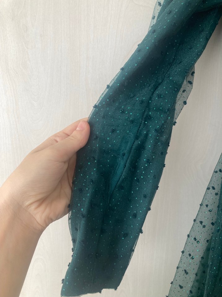 Yeşil Uzun Kollu Vintage Abiye Elbise Duman butik - Görsel 5