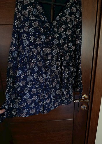 Lacivert Bohem Uzun Kollu Mini Tulum - Görsel 2