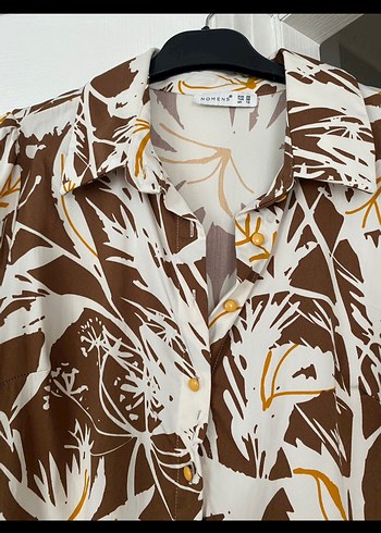 Kahverengi V Yaka Midi Bohem Elbise - Görsel 2