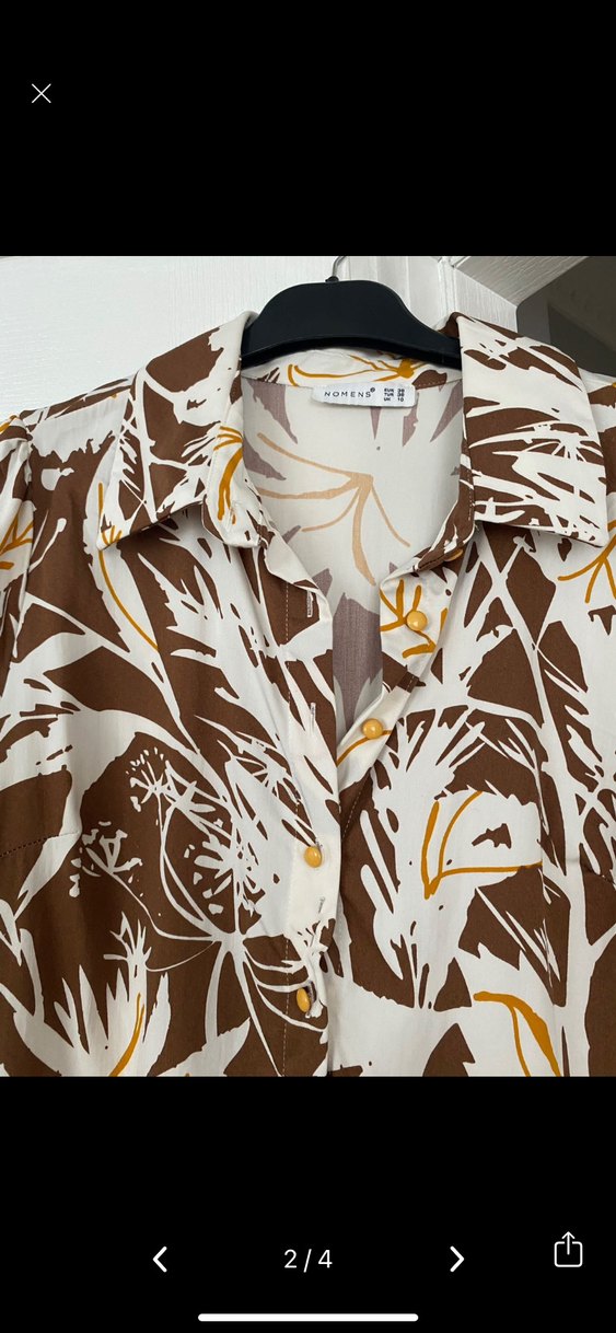 Kahverengi V Yaka Midi Bohem Elbise - Görsel 2