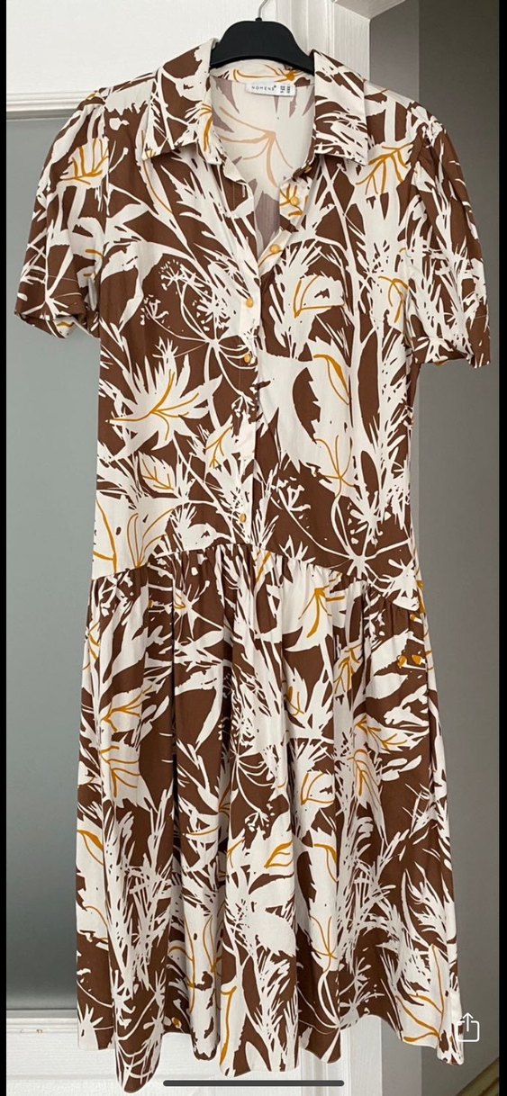 Kahverengi V Yaka Midi Bohem Elbise - Görsel 3