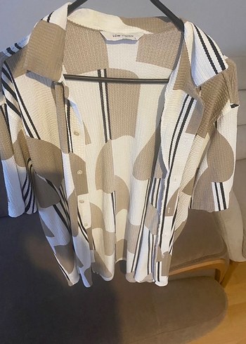 Bej Baskılı Dökümlü Keten Erkek Gömlek - Görsel 3