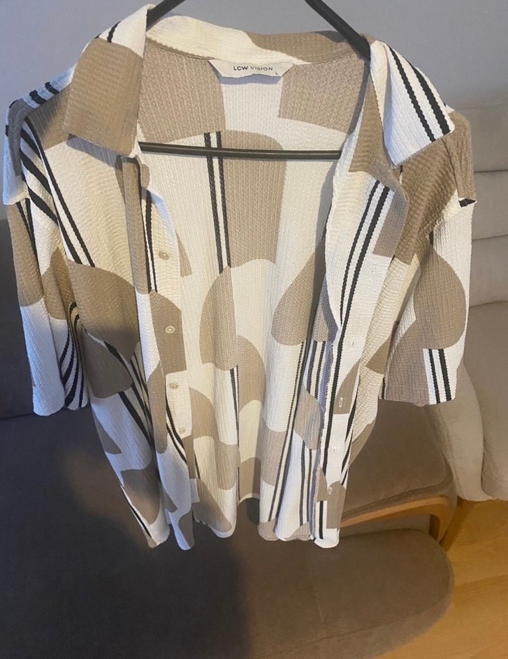 Bej Baskılı Dökümlü Keten Erkek Gömlek - Görsel 3