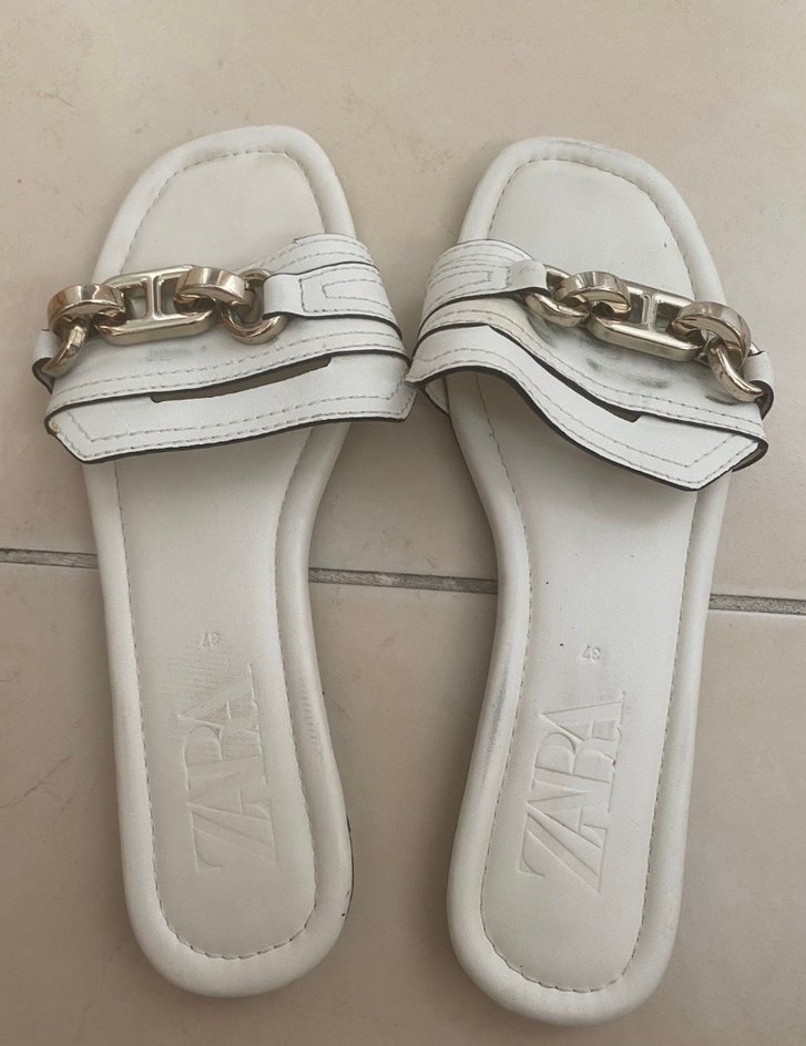 Beyaz Tokalı Kadın Terlik - Görsel 2