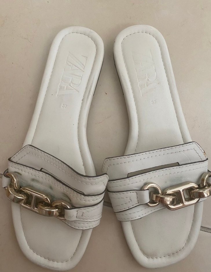 Beyaz Tokalı Kadın Terlik - Görsel 3