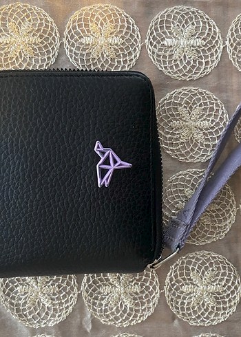 Mor Nakışlı Deri Kadın Cüzdanı - Görsel 4