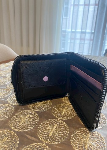 Mor Nakışlı Deri Kadın Cüzdanı - Görsel 3