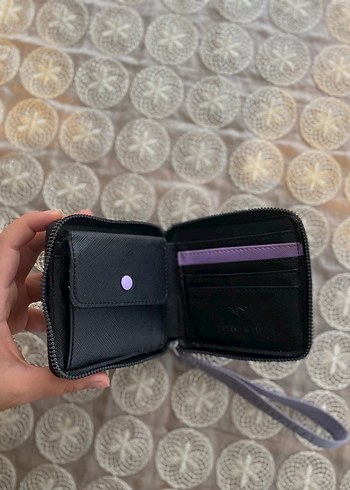 Mor Nakışlı Deri Kadın Cüzdanı - Görsel 2