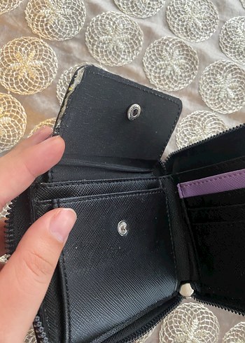 Mor Nakışlı Deri Kadın Cüzdanı - Görsel 5