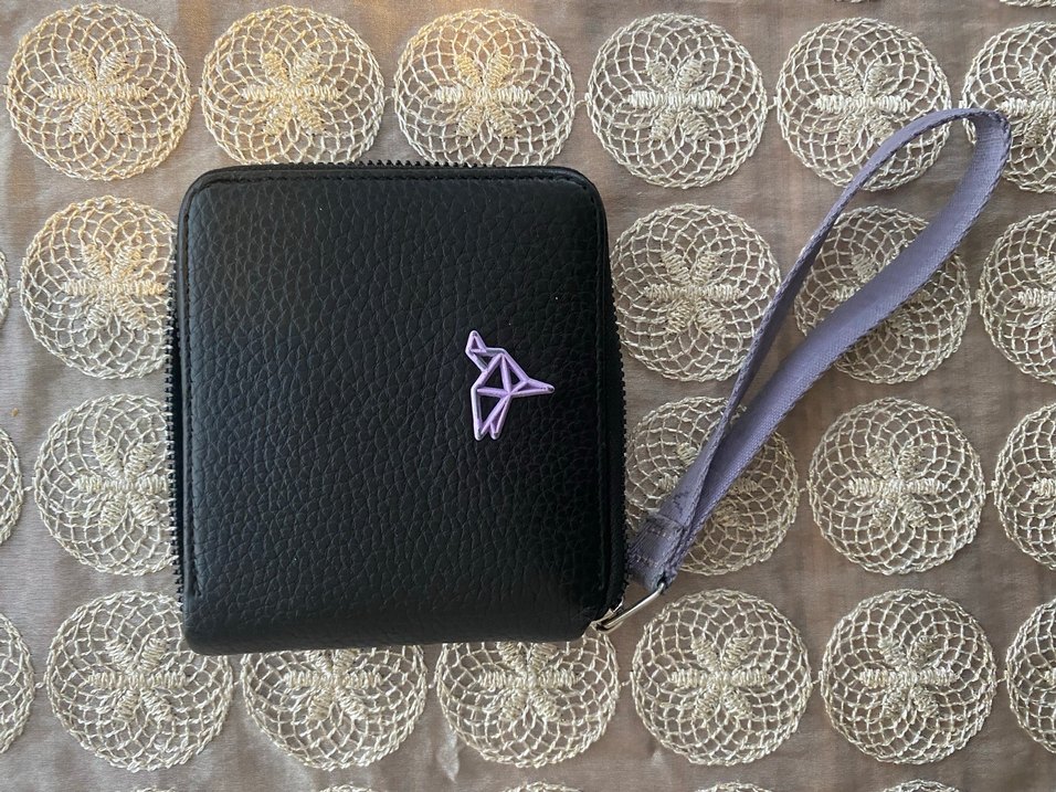 Mor Nakışlı Deri Kadın Cüzdanı - Görsel 4