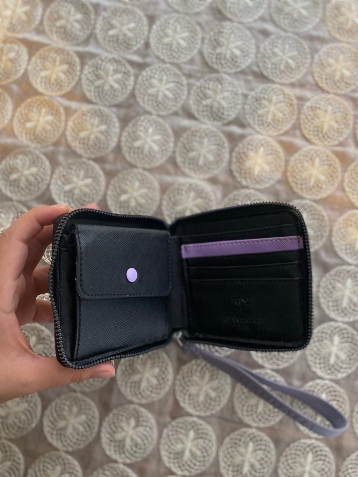 Mor Nakışlı Deri Kadın Cüzdanı - Görsel 2