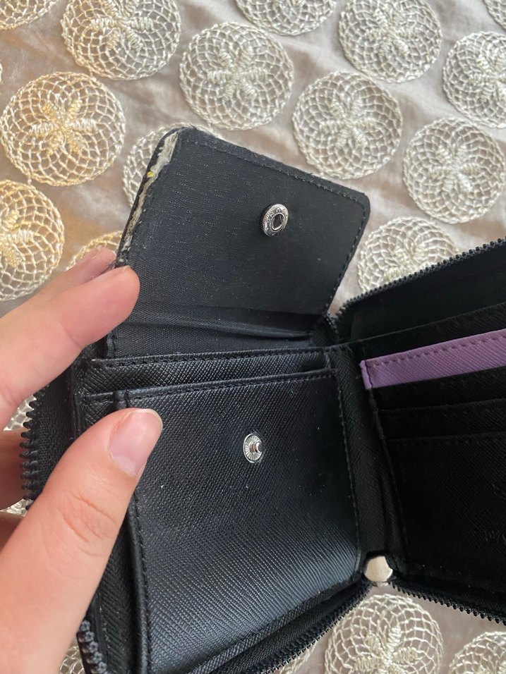 Mor Nakışlı Deri Kadın Cüzdanı - Görsel 5