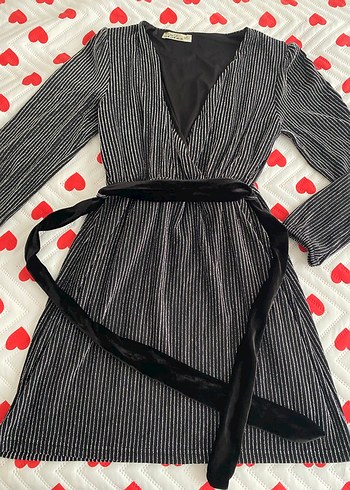 V Yaka Pilili Strappy Gri Abiye Elbise - Görsel 6