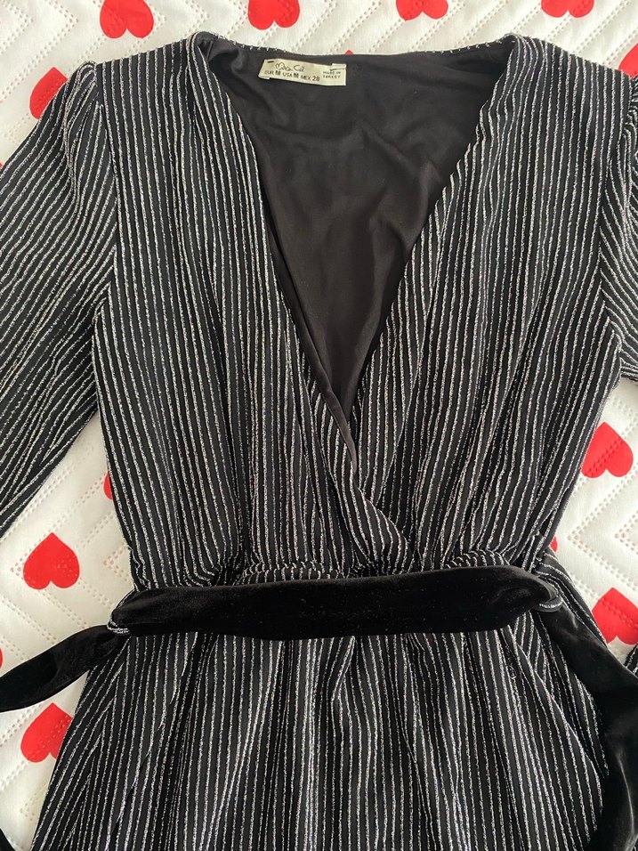 V Yaka Pilili Strappy Gri Abiye Elbise - Görsel 4