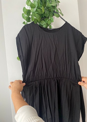 Siyah Keten Salaş Uzun Elbise - Görsel 3