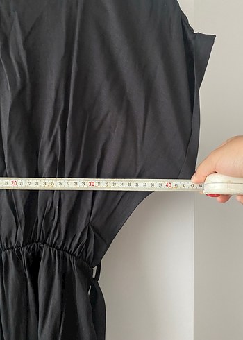 Siyah Keten Salaş Uzun Elbise - Görsel 6