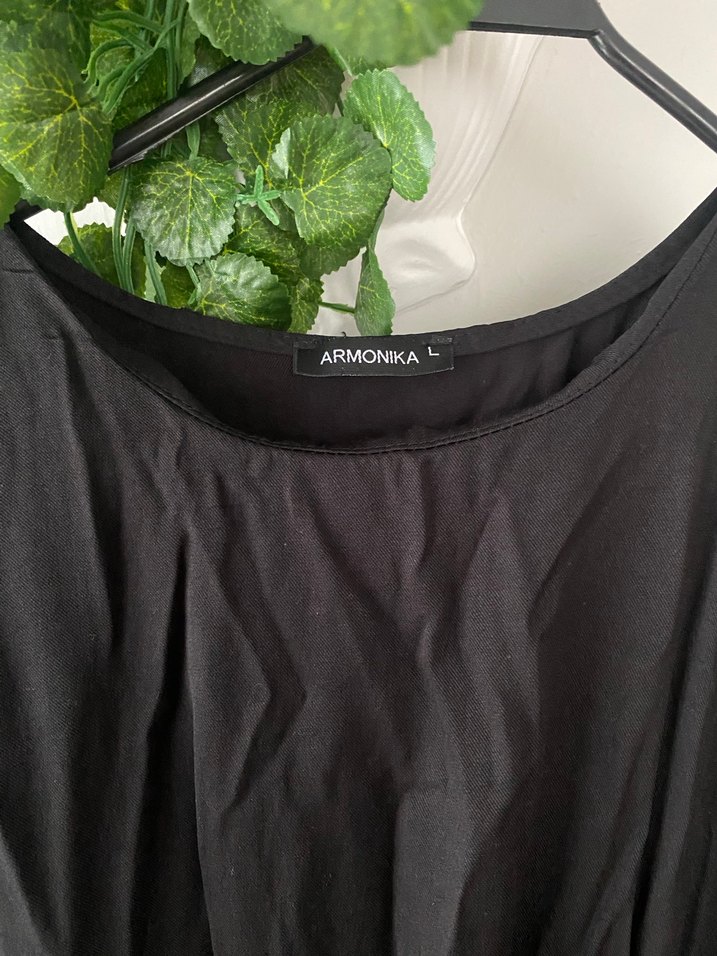 Siyah Keten Salaş Uzun Elbise - Görsel 2