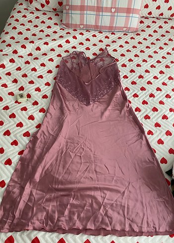 Bordo Parlak Uzun Askılı Bohem Gecelik - Görsel 9