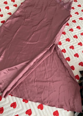 Bordo Parlak Uzun Askılı Bohem Gecelik - Görsel 2