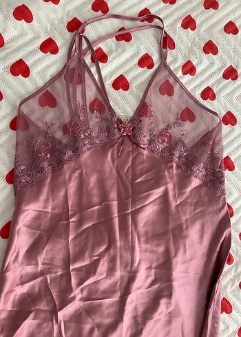 Bordo Parlak Uzun Askılı Bohem Gecelik - Görsel 3