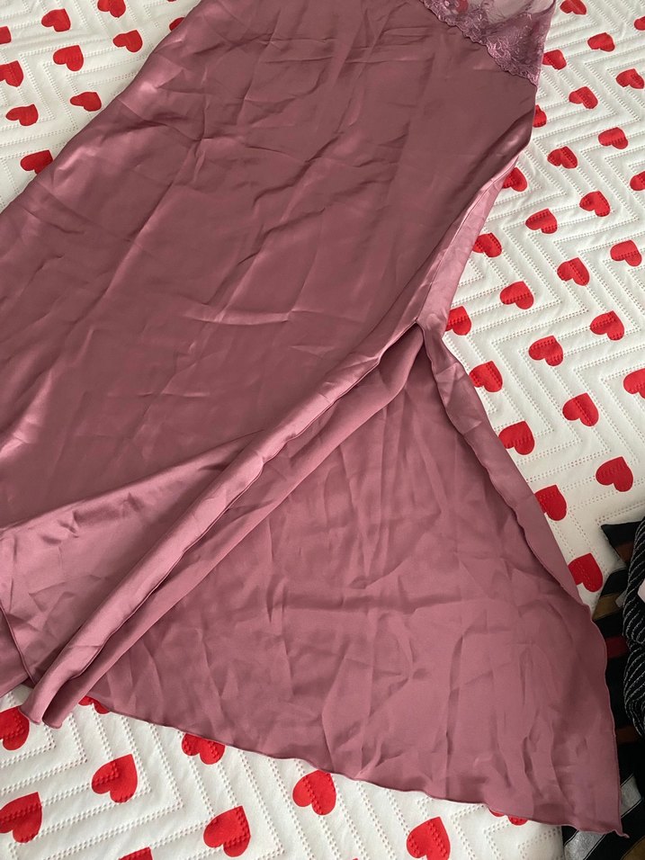 Bordo Parlak Uzun Askılı Bohem Gecelik - Görsel 2