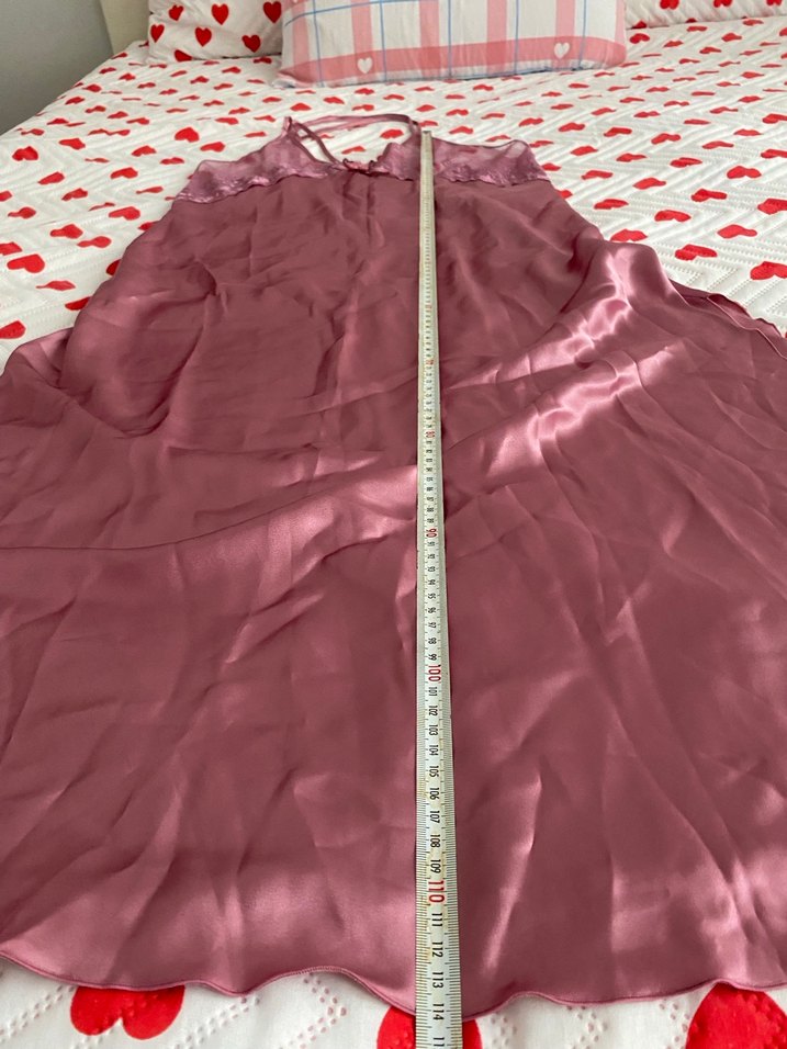 Bordo Parlak Uzun Askılı Bohem Gecelik - Görsel 5