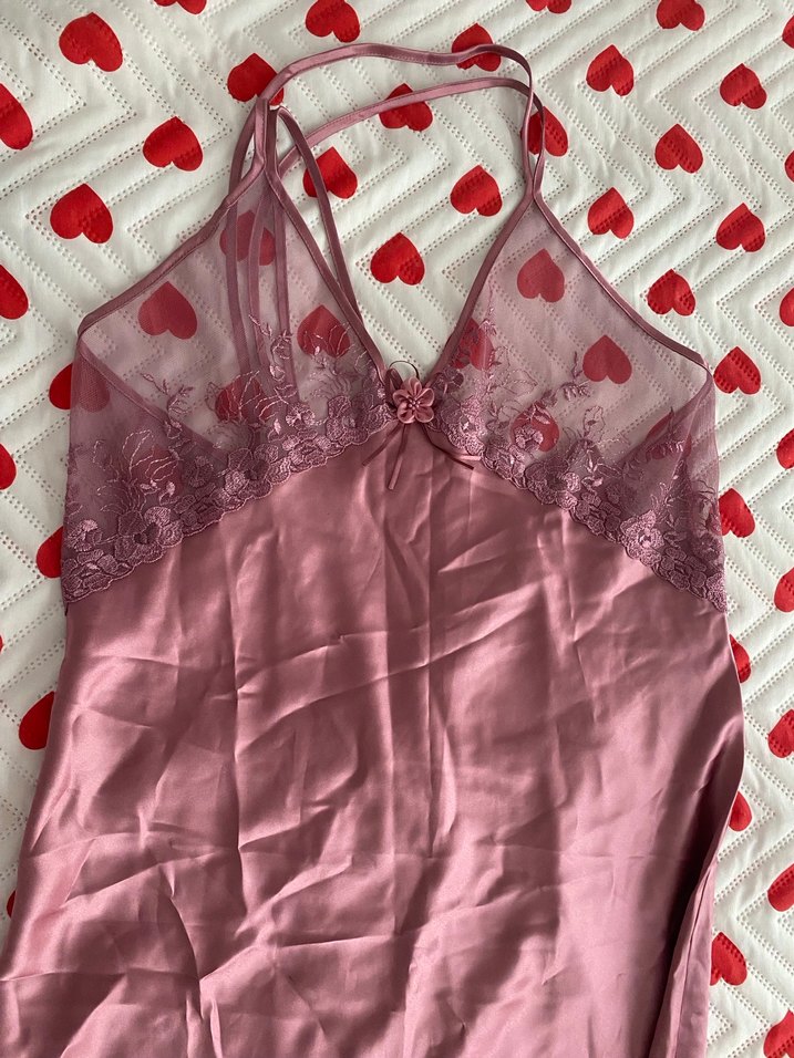 Bordo Parlak Uzun Askılı Bohem Gecelik - Görsel 3