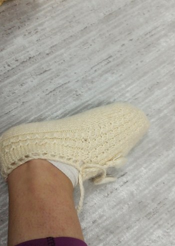 Beyaz Örgü Kız patik - Görsel 3