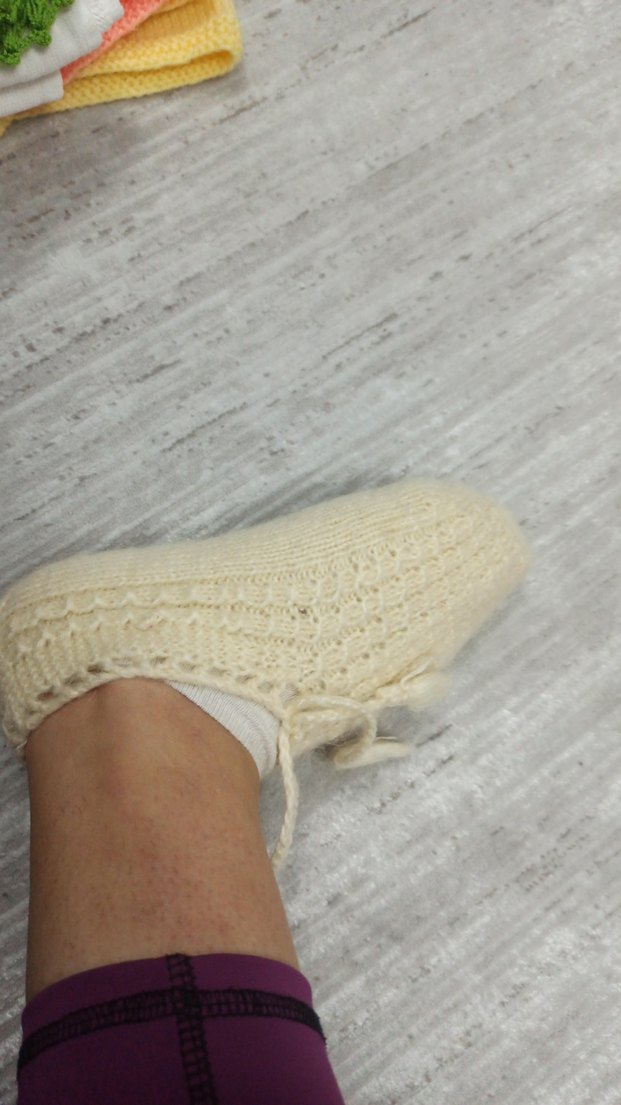 Beyaz Örgü Kız patik - Görsel 3